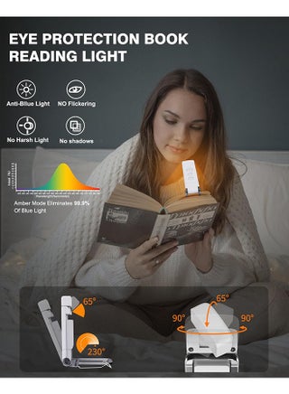Reading Light, Clip on Book Reading Light,Portable Book Light for Reading in Bed, 3 Colors And 5 Brightness Dimmable Eye Care, Rechargeable Book Lamp with 30/60-min Timer for Kids, Night Reading Lover - view 5