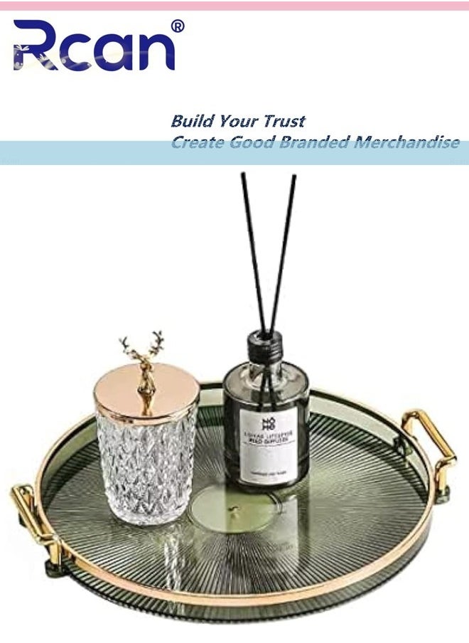 Rcan Gold Handle Acrylic Tray, Jewelry Decoration Tray, Candle Tray, Dressing Table and Bathroom Table Storage Tray  - Image 1