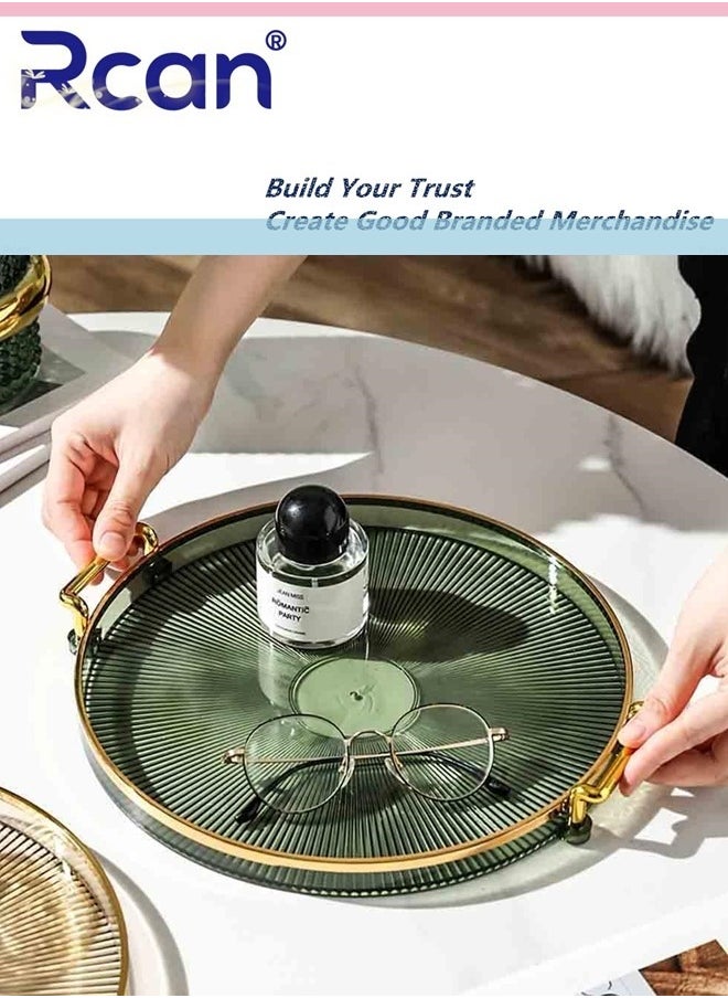 Rcan Gold Handle Acrylic Tray, Jewelry Decoration Tray, Candle Tray, Dressing Table and Bathroom Table Storage Tray  - Image 3