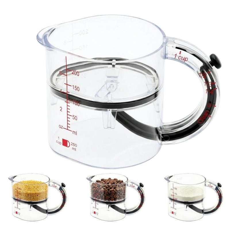 SKAHEE 4-in-1 Adjustable Measuring Cup â€“ Push up bottom and dual scale (ml/oz), suitable for baking, cooking, and laboratory measuring cups - Image 1