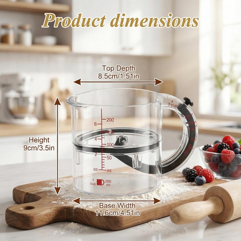 SKAHEE 4-in-1 Adjustable Measuring Cup â€“ Push up bottom and dual scale (ml/oz), suitable for baking, cooking, and laboratory measuring cups - Image 4