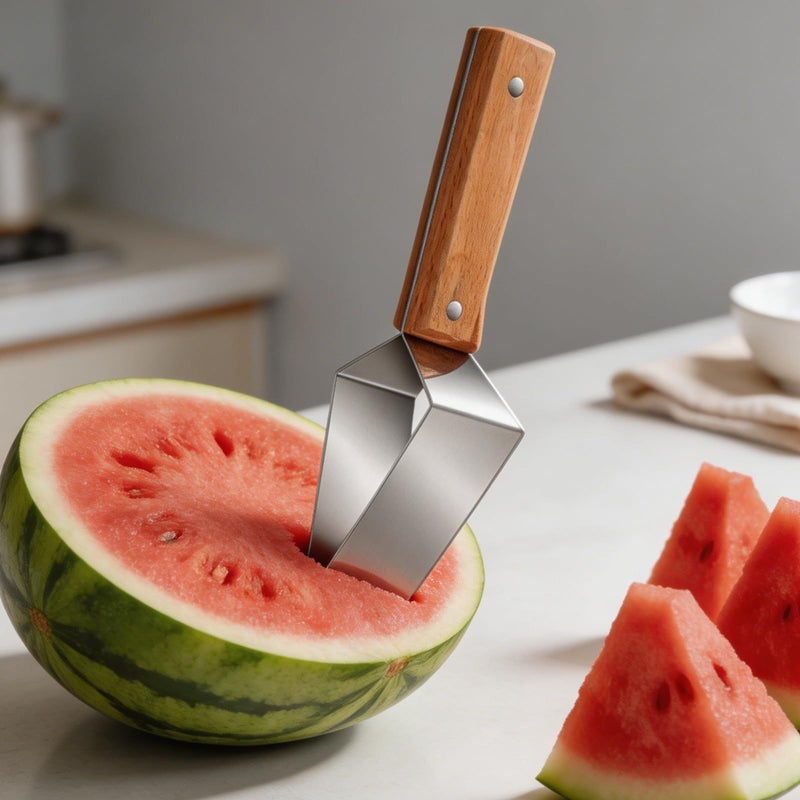 2PCS Stainless Steel Watermelon Slicer Portable Triangle Cutter Tool For Fruit Melon Cutting Kitchen Gadget Summer Picnics - Image 5