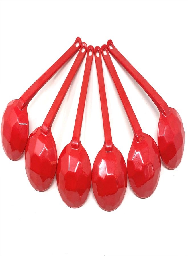 TJ Global Red Melamine Japanese Long Handle Spoons for Ramen, Soup, Hot Pot Eating, Mixing, Stirring 8.25 Inches (6 Spoons) - Image 2