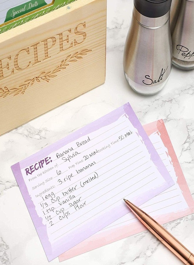 Juvale Wood Recipe Box & Recipe Organizer - 4 x 6 Inch Unfinished Pine - Includes 60 Cards & 24 Dividers - Index Card Holder - DIY Paintable Kitchen Storage Box - Image 3