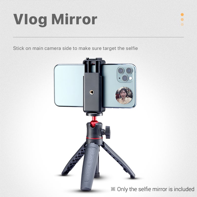 Selfie Mirror: Silver Compact Round - Distortion-Free Image Reusable Nano Sticker Vlog Mirror for Smartphone Selfies Vlogging - Image 2