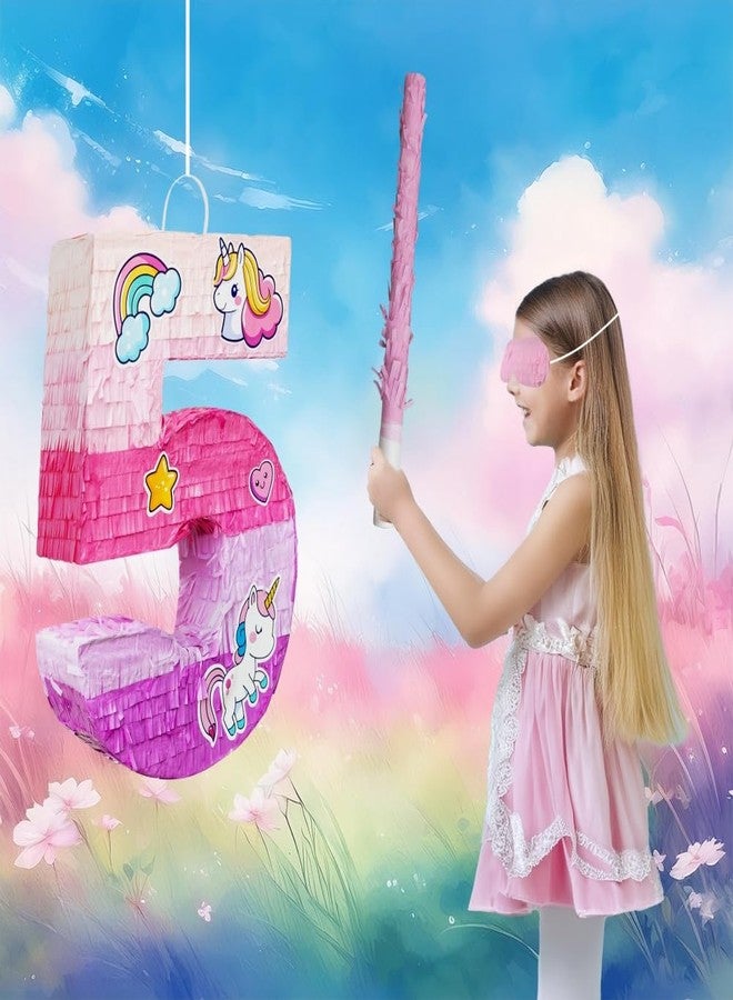 FIGEPO Number 5 Unicorn Pinata for Girls 5th Birthday Party with Party Favors Supplies for 5 year old Birthday Party Game Decorations (Number 5) - Image 5