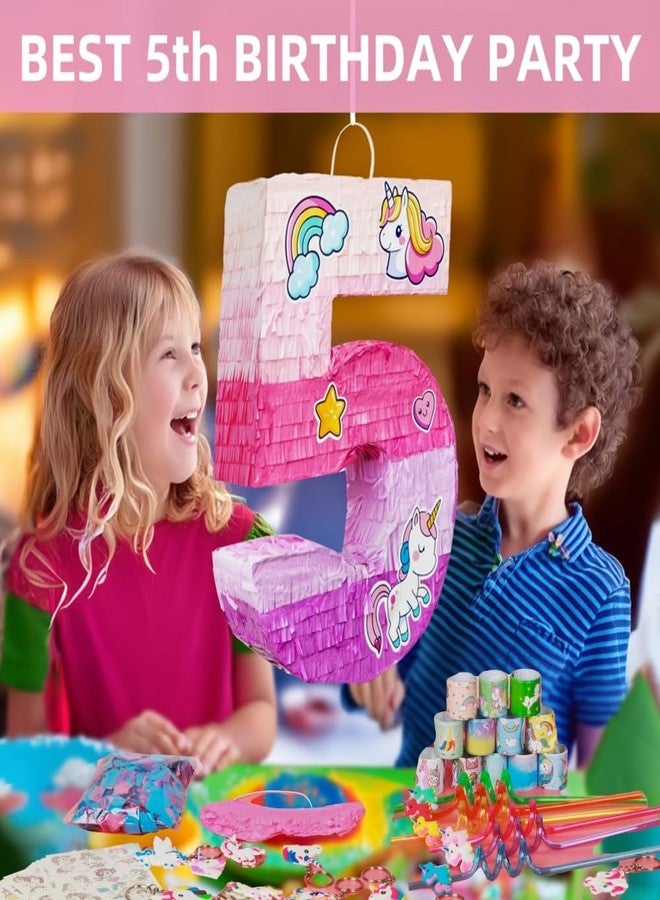 FIGEPO Number 5 Unicorn Pinata for Girls 5th Birthday Party with Party Favors Supplies for 5 year old Birthday Party Game Decorations (Number 5) - Image 2