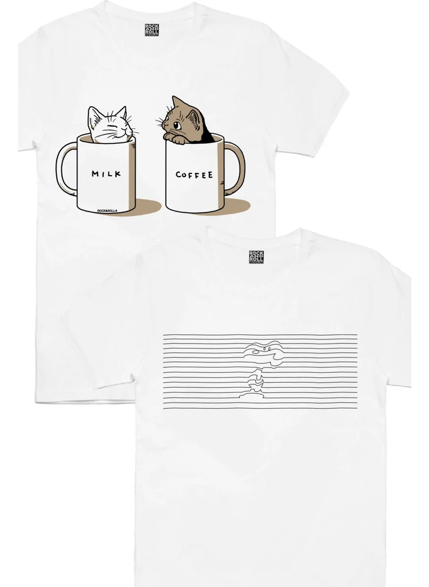 روك اند رول Rock & Roll Striped Dog White, Milky Plain White Men's T-Shirt 2-Pack Eco Pack
