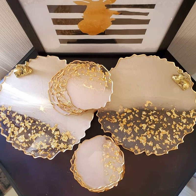 Snoogg SNOOGG Pack of 6 inch / 8 Piece Agate Shape Mould Epoxy Resin Casting Moulds for Making and DY Coaster, Cups Mats, Photo Display, Mantra Frame,Home Decoration and More.  - Image 3