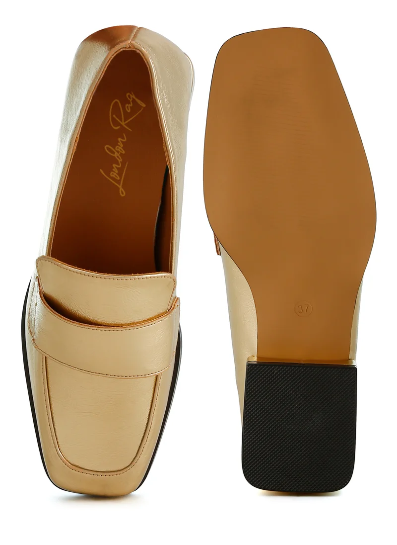 London Rag Metallic Penny Loafers in Gold