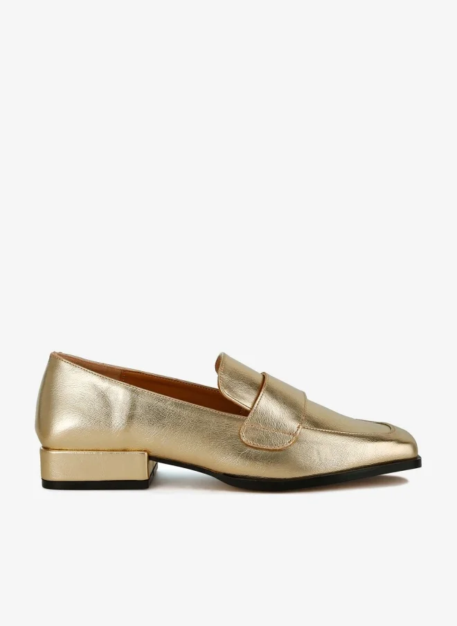 لندن راج حذاء بيني معدني باللون الذهبي