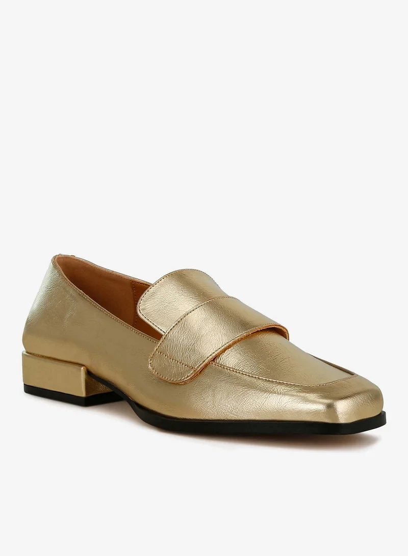 لندن راج حذاء بيني معدني باللون الذهبي