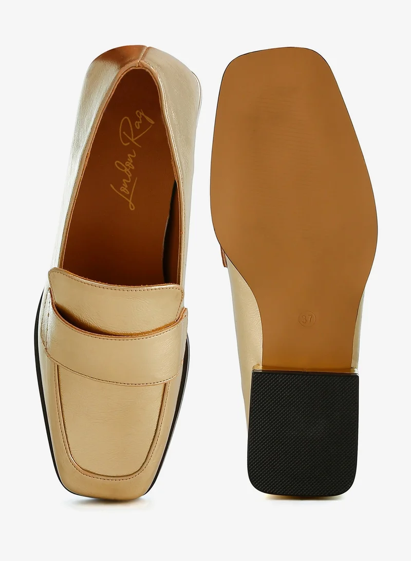 London Rag Gold Metallic Penny Loafers in Gold for Women | Best Price UAE