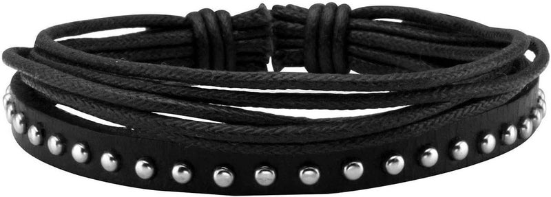 Mafnee Store Manfnee 6-12PCS Braided Faux Leather Bracelet Punk Cuff Wrap Bracelets for Men Women Adjustable - Image 3