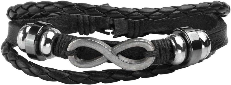 Mafnee Store Manfnee 6-12PCS Braided Faux Leather Bracelet Punk Cuff Wrap Bracelets for Men Women Adjustable - Image 2