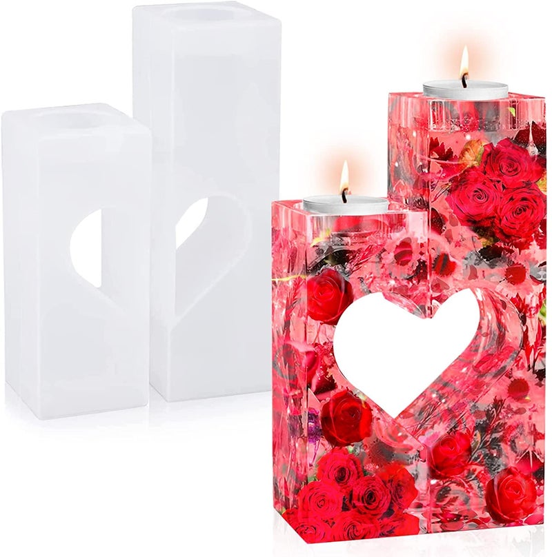 Snoogg SNOOGG â„¢Pack o3 of one Set Twin Half Heart with Wood Frame Silicone Moulds Use for Resin Casting for Event, Resin Art, Gifts  - Image 3
