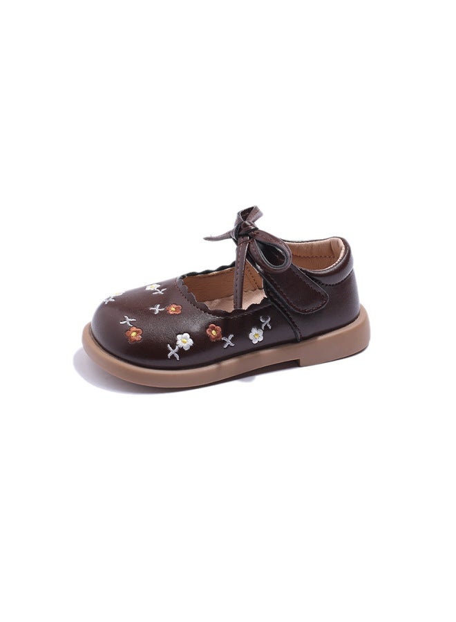Girls' Floral Leather Shoes  Spring And Autumn New Princess Shoes Cute Korean Style Soft-soled Baby Girl Shoes Toddler Shoes