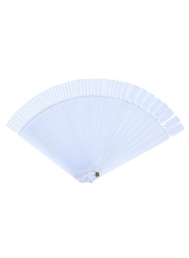 Adecco LLC 50 Pcs Transparent Nail Swatches Sticks Fanshaped Nail Art Tips Nail Polish Display Board Practice Sticks With Metal Screw Holder - Image 1