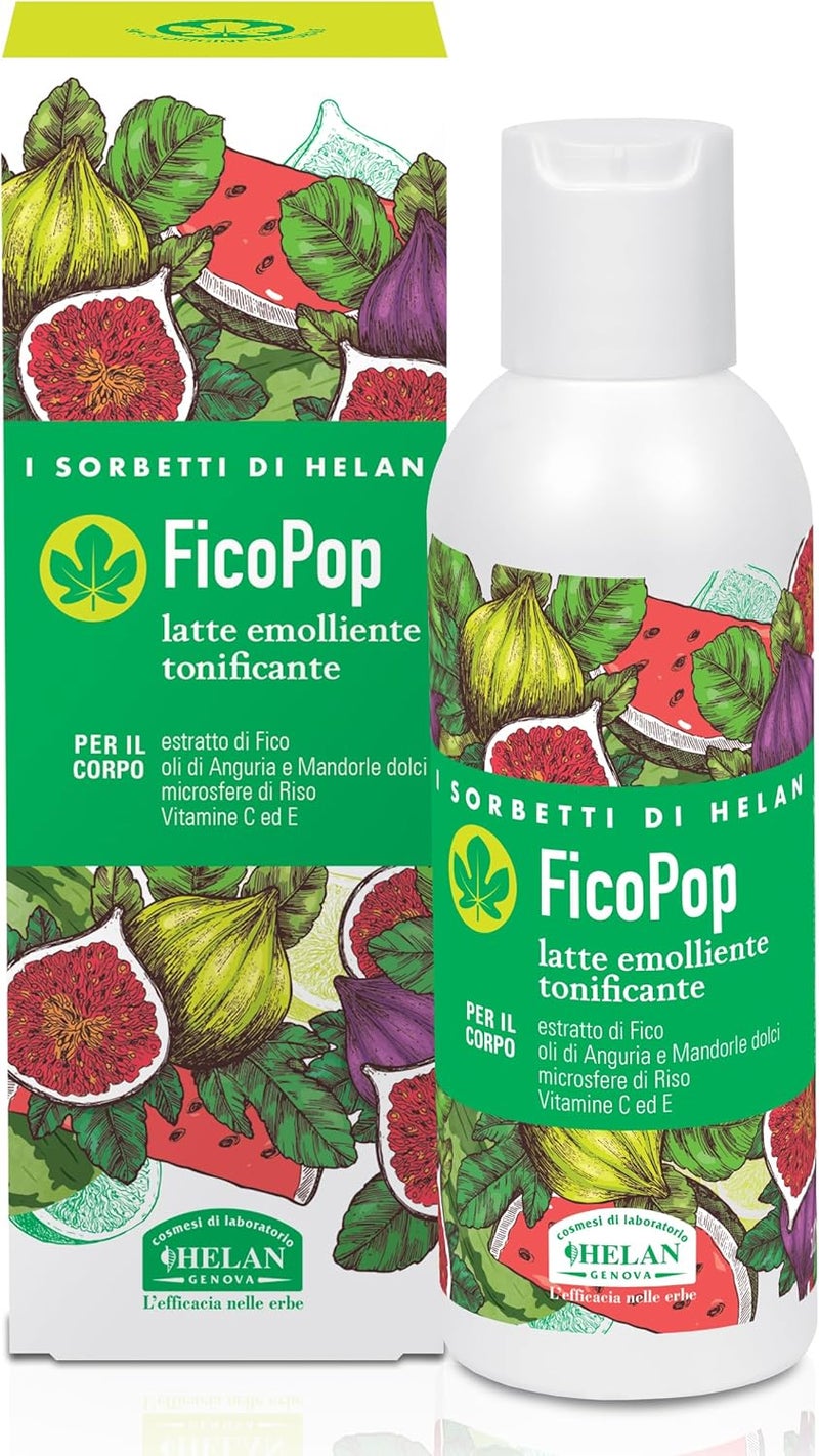Helan I Sorbetti FicoPop Fluid Perfumed Body Cream with Antioxidant Vitamin C and E Watermelon and Fig Natural Dry Skin Moisturising Body Cream with Sweet Almond Oil and Rice Microspheres 150ml