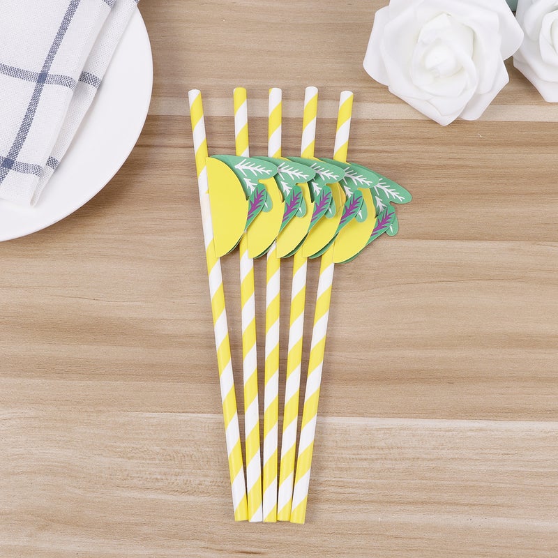 🍽️ 25 قطعة مصاصات شرب ورقية بتصميم ليمون وخلايا عسل لتناول القهوة والشاي - Image 5