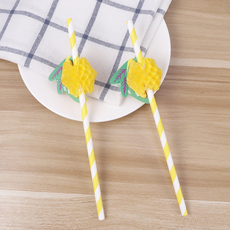 🍽️ 25 قطعة مصاصات شرب ورقية بتصميم ليمون وخلايا عسل لتناول القهوة والشاي - Image 4