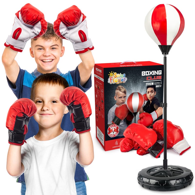 spring flower Springflower Big Punching Bag for Kids Included 2 Pack Boxing Gloves, Boxing Toys for Boys, Boxing Bag Sets with Height Adjustable Stand, for Boys & Girls Age 5 6 7 8 9 10 Years Old - Image 1
