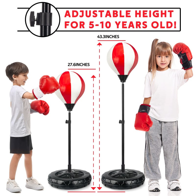 spring flower Springflower Big Punching Bag for Kids Included 2 Pack Boxing Gloves, Boxing Toys for Boys, Boxing Bag Sets with Height Adjustable Stand, for Boys & Girls Age 5 6 7 8 9 10 Years Old - Image 4