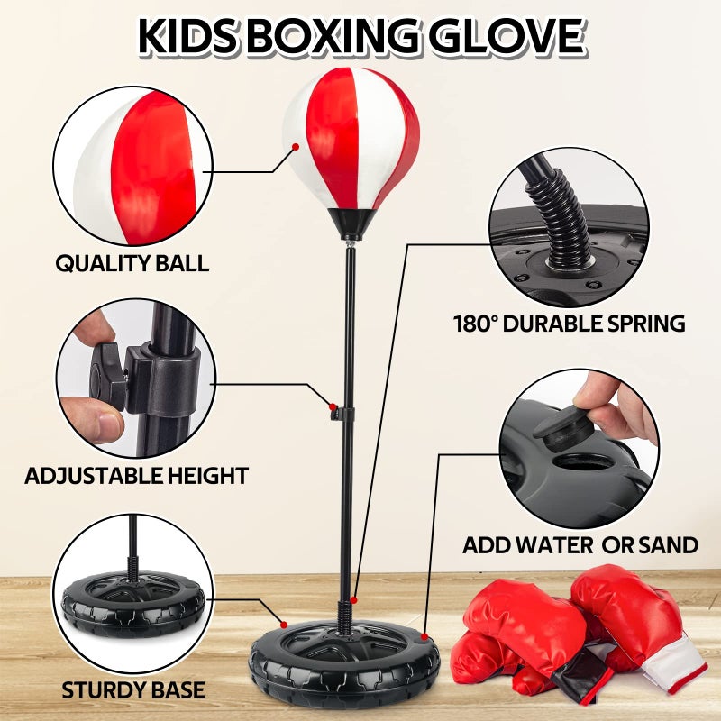spring flower Springflower Big Punching Bag for Kids Included 2 Pack Boxing Gloves, Boxing Toys for Boys, Boxing Bag Sets with Height Adjustable Stand, for Boys & Girls Age 5 6 7 8 9 10 Years Old - Image 5