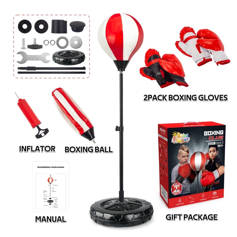 spring flower Springflower Big Punching Bag for Kids Included 2 Pack Boxing Gloves, Boxing Toys for Boys, Boxing Bag Sets with Height Adjustable Stand, for Boys & Girls Age 5 6 7 8 9 10 Years Old - Image 3