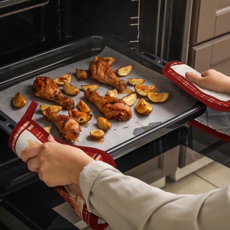 Bencailor Bencailor 12 Pcs Pot Holders with Pocket Kitchen Hot Potholders Hot Pad Oven Mitts Cookie Bag Oven Gloves for Kitchen Gift Baking Cooking Red Rooster  - Image 4