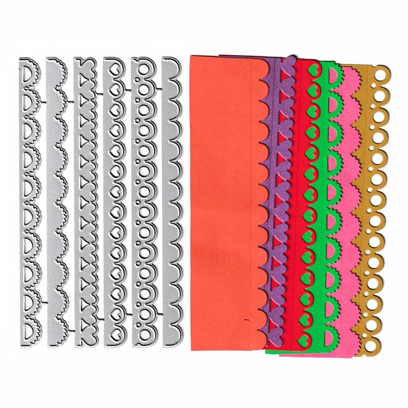 6pcs Love Heart Lace Cutting Dies Wave Flower Border Die Cuts Metal Embossing Stencils Template Mould for Card Scrapbooking and DIY Craft Album Paper Card Decor