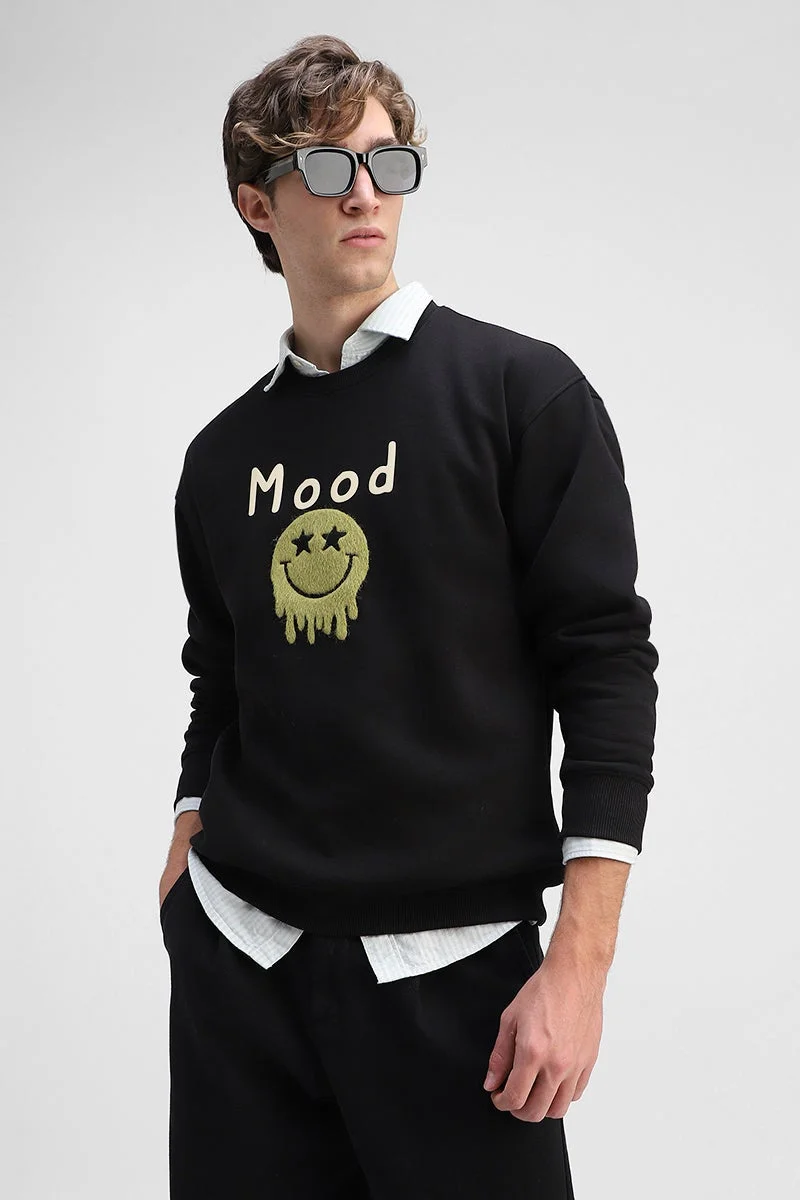 SNITCH Black Graphic Long Sleeve Regular Fit Sweatshirt