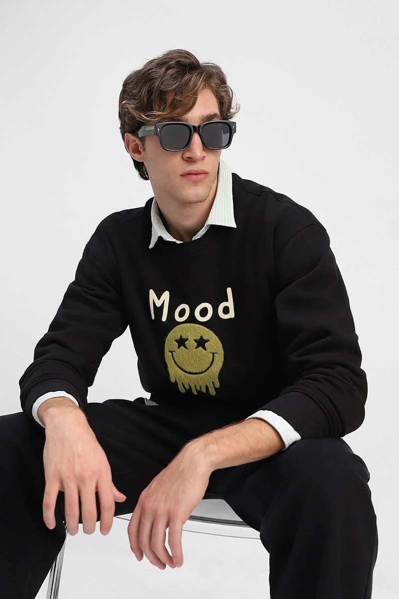 SNITCH Black Graphic Long Sleeve Regular Fit Sweatshirt