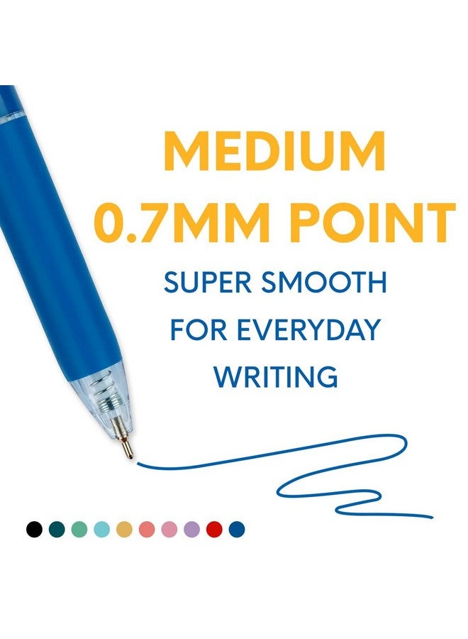 FLEXOFFICE 10-Pack Multicolor Pen, Retractable Ballpoint Pen Assorted Ink, 0.7Mm Fine Point, Back To School Supplies For Kids, Teens, Office Supplies For Adults, Gifting For Back To School - Image 3