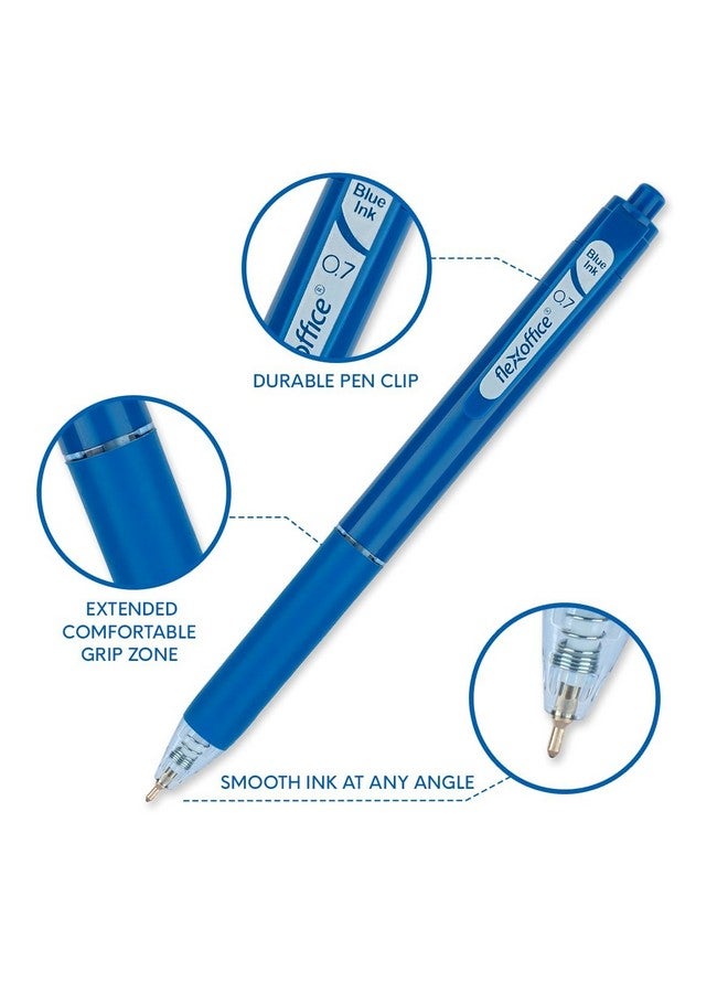 FLEXOFFICE 10-Pack Multicolor Pen, Retractable Ballpoint Pen Assorted Ink, 0.7Mm Fine Point, Back To School Supplies For Kids, Teens, Office Supplies For Adults, Gifting For Back To School - Image 4