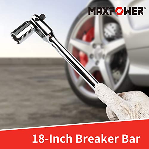 MAXPOWER 1/2-Inch and 3/8-Inch Drive Dual-drive 18-Inch Breaker Bar Flex Handle Phosphated drive - Image 5