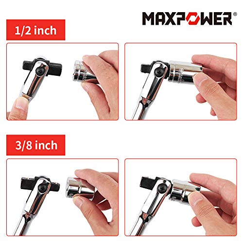 MAXPOWER 1/2-Inch and 3/8-Inch Drive Dual-drive 18-Inch Breaker Bar Flex Handle Phosphated drive - Image 4