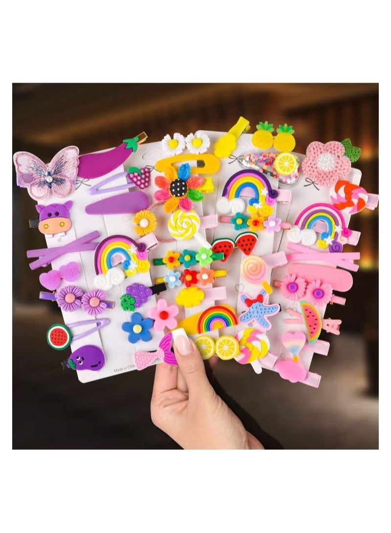 Baby Hair Clips, Hair Pin, Barrettes for Girls, Toddler Girls Hair Accessories, Kids Hair Clips for Styling, Flower Rainbow Candy Fruits Butterfly Cute Hair Clips for Girls 42 Pieces - Image 1