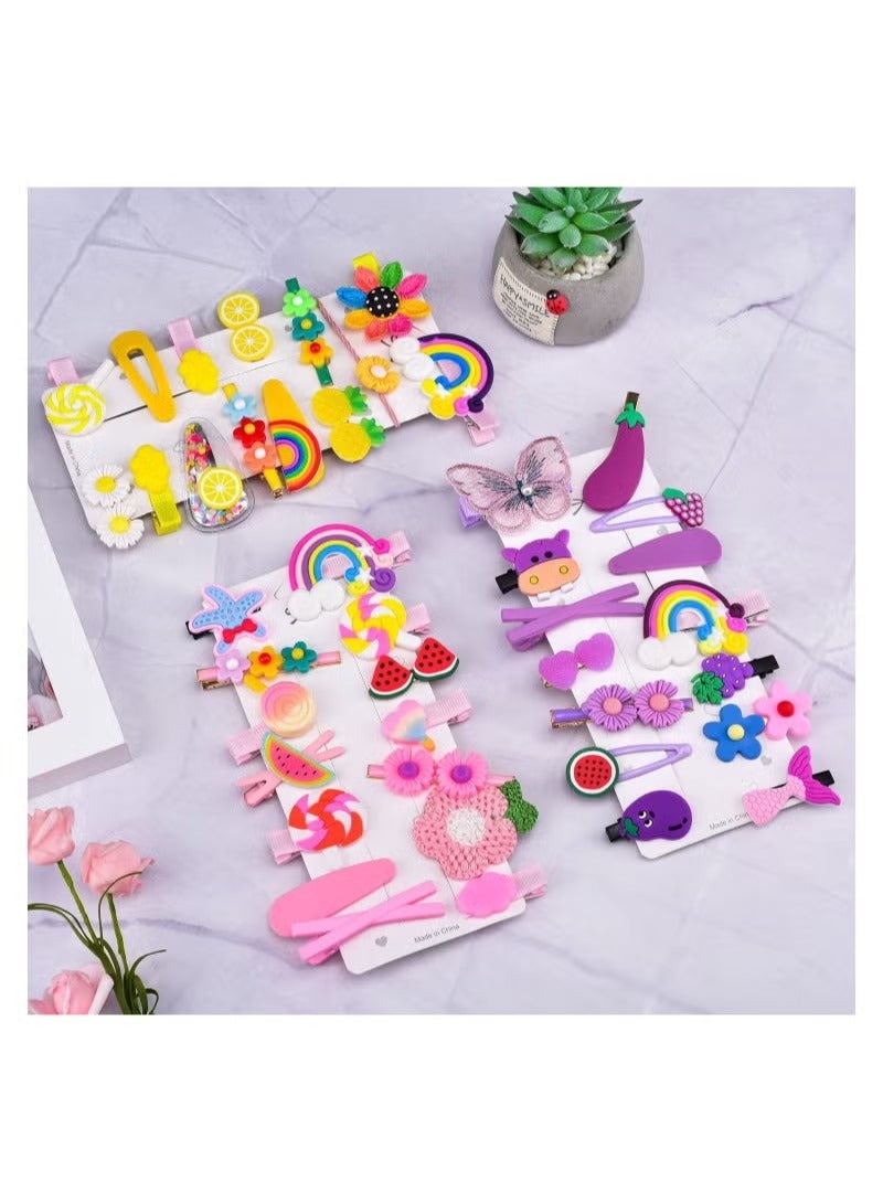 Baby Hair Clips, Hair Pin, Barrettes for Girls, Toddler Girls Hair Accessories, Kids Hair Clips for Styling, Flower Rainbow Candy Fruits Butterfly Cute Hair Clips for Girls 42 Pieces - Image 2