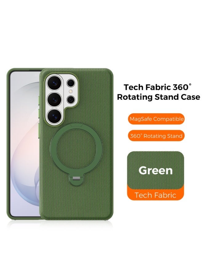 Tech Fabric Magnetic Invisible Rotating Stand Phone Case for Samsung Galaxy S26 Ultra / S25 Ultra / S24 Ultra / S23 Ultra, Dual Raised Edges Shockproof Cover - Image 2