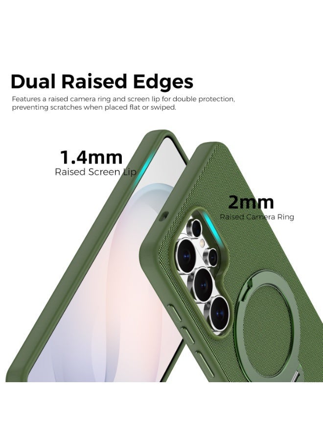 Tech Fabric Magnetic Invisible Rotating Stand Phone Case for Samsung Galaxy S26 Ultra / S25 Ultra / S24 Ultra / S23 Ultra, Dual Raised Edges Shockproof Cover - Image 3