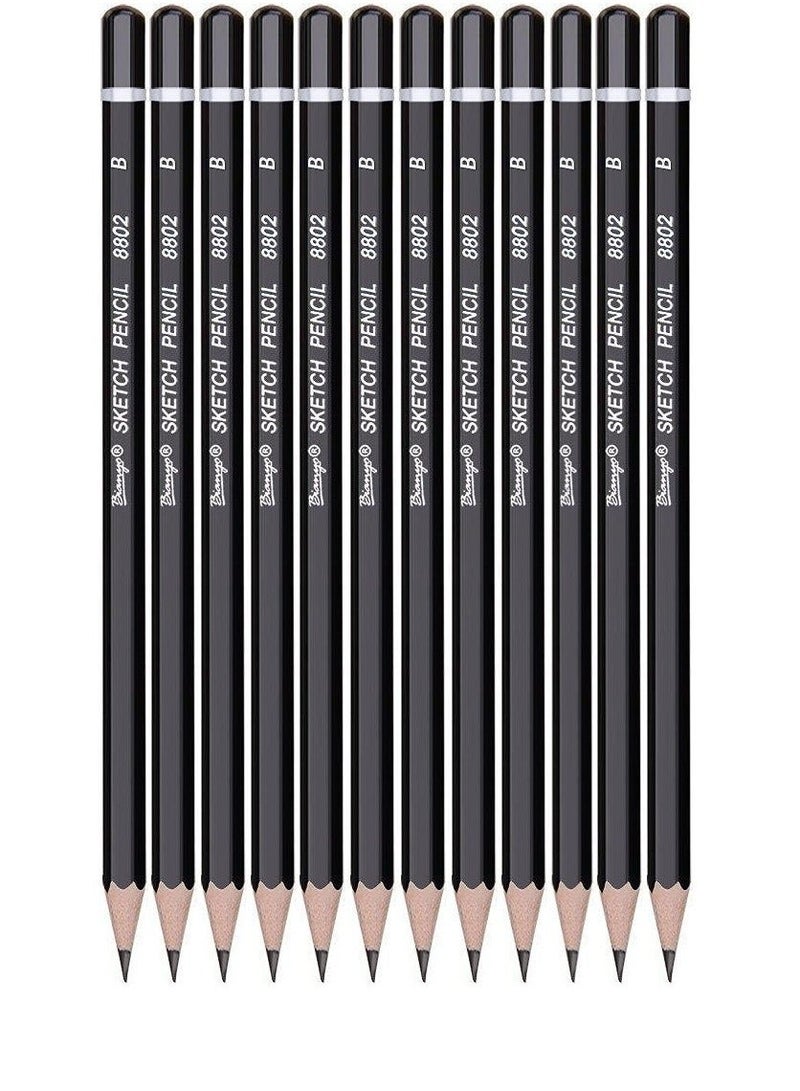 بيانو اقلام رسم B – جودة ممتازة، خشب ناعم، انزلاق سلس، رصاص قوي مقاوم للكسر، غير سام, 12 قطعه - Image 1