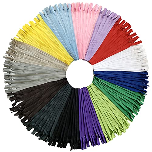 DOITEM Invisible Zippers DOITEM 30pcs 14 Inch Invisible Multicolor Nylon Coil Zippers for Sewing and Crafts 15 Colors - Image 1