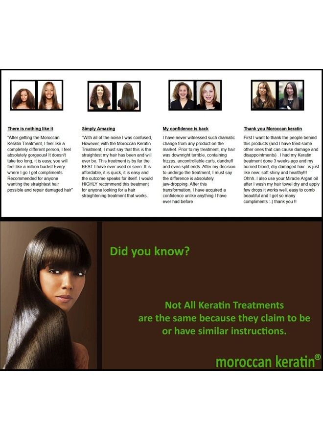 MOROCCAN KERATIN علاج الكيراتين المغربي لتنعيم الشعر البرازيلي - تركيبة مثبتة 120 مل كيراتين مع فرشاة/مشط أفضل قيمة في الولايات المتحدة - Image 2