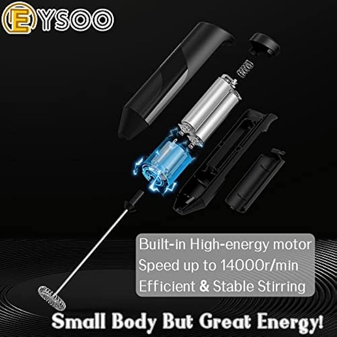  إيسو جهاز خفق الحليب اليدوي، جهاز خفق الحليب الكهربائي، صانع رغوة الحليب يعمل بالبطارية، جهاز خفق حليب صغير مع حامل من الفولاذ المقاوم للصدأ، خلاط مشروبات للقهوة والكابتشينو والماتشا والبيض والشوكولاتة الساخنة - Image 3