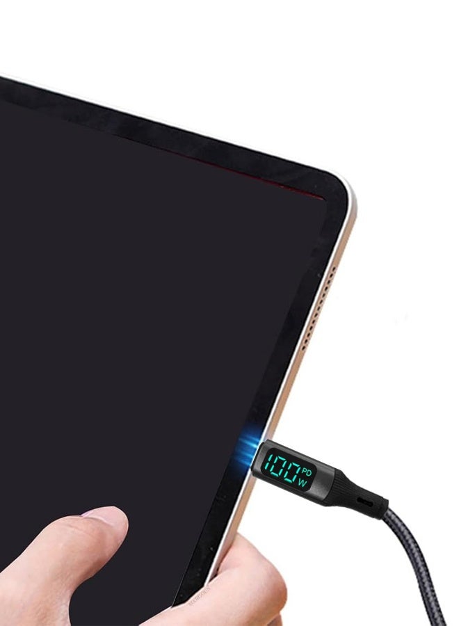100W Fast Charging Cable USB-C to USB-C - Built-in Power Display, PD 3.0 & Durable Braided Design 1M - Image 2