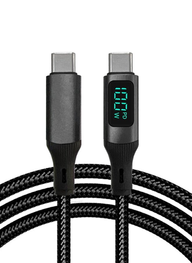 100W Fast Charging Cable USB-C to USB-C - Built-in Power Display, PD 3.0 & Durable Braided Design 1M - Image 1