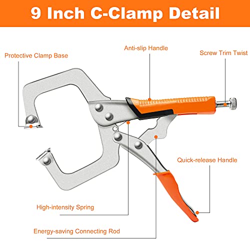 TBVHOMM Pocket Hole Jig System Kit, Pocket Screw Jig with 11 Inch Clamp, Square Driver Bit, Hex Wrench, Depth Stop Collar, Step Drill Bit, Coarse Square Driver Screws, All In One for Joinery Work - Image 3