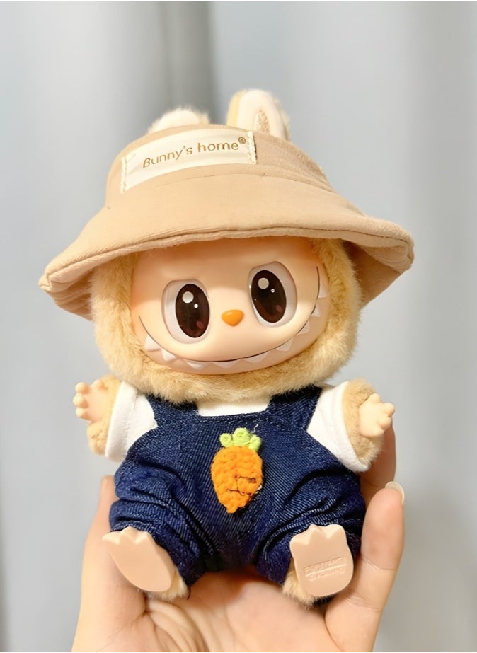 17cm Labubu Plush Doll Outfit Keychain - Simple Sakura Set (Outfit Only) 