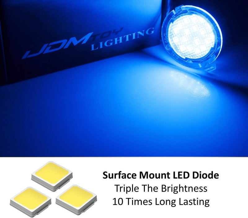 iJDMTOY Ultra Blue LED Under Side Mirror Puddle Lights Compatible With Ford F150 Raptor Edge Explorer Flex, Lincoln Navigator Mark LT MKX etc. (Powered by 18 pcs White SMD LED Lights) - Image 2